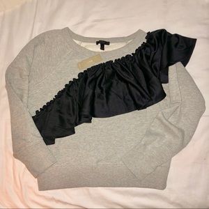 NWT J.Crew Asymmetrical Ruffle Sweater S
